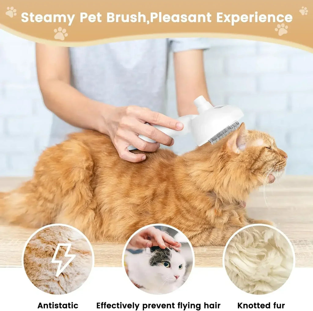 Multifunctional Pet Grooming Tool Combines Steam Spray Floating Hair Removal and Styling for Cats and Dogs All in One Device