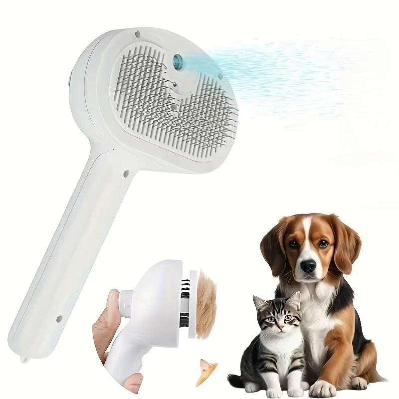 Multifunctional Pet Grooming Tool Combines Steam Spray Floating Hair Removal and Styling for Cats and Dogs All in One Device