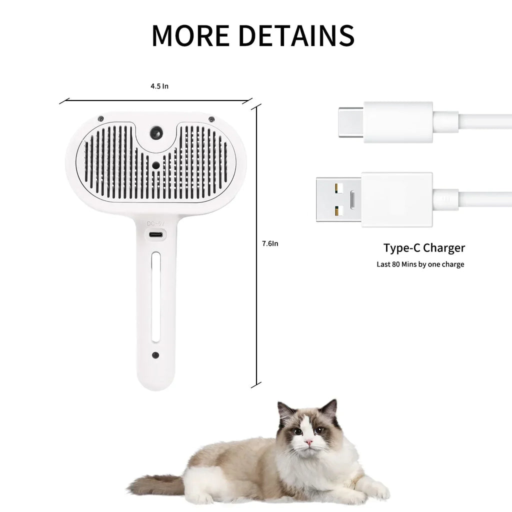 Multifunctional Pet Grooming Tool Combines Steam Spray Floating Hair Removal and Styling for Cats and Dogs All in One Device